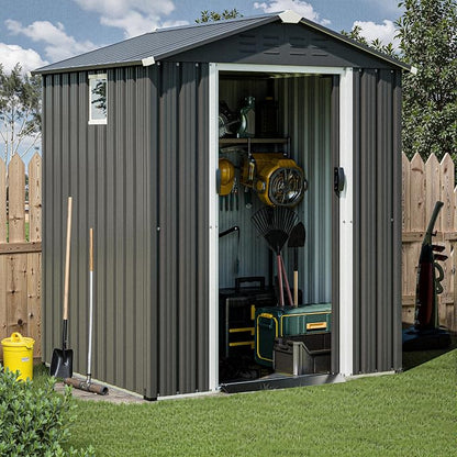JYQAQA 6x4 FT Outdoor Storage Shed, Waterproof Metal Garden Sheds - Image 6
