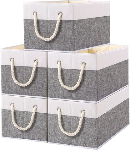 Yawinhe Foldable Storage Basket 5-Pack, Large Fabric Bins by Yawinhe