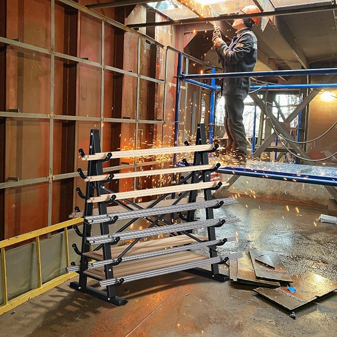 7-Tier Horizontal Storage Rack, Heavy-Duty Freestanding Steel Horizontal Bar - Image 8