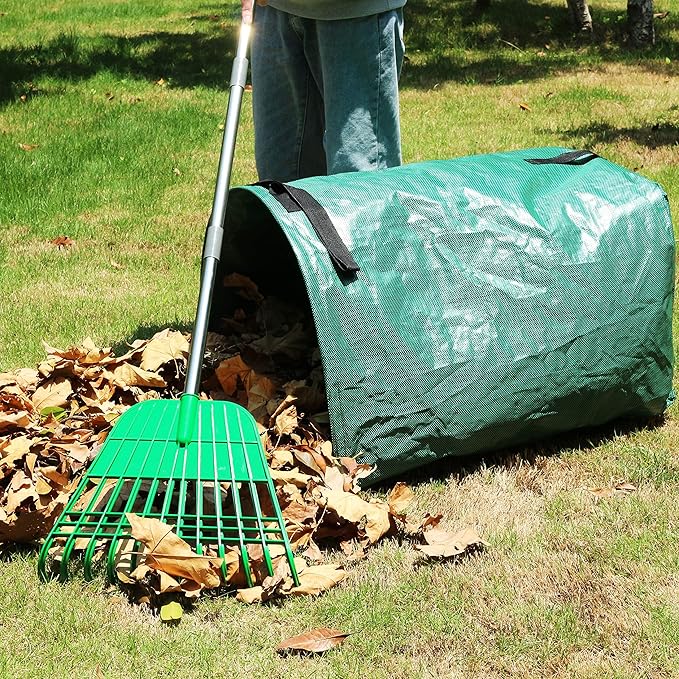 Gardzen 12 Tines Gardening Leaf Rake, Lightweight Steel Handle, Detachable - Image 5