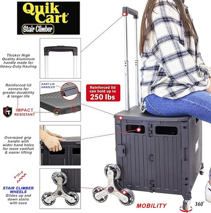 dbest products Quik Cart Stair Climber Wheeled Rolling Crate Teacher Utility - Image 2