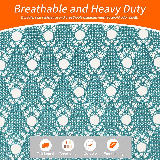 Polecasa Heavy Duty Diamond Mesh Laundry Bag, Aqua | Drawstring & ID Tag - Image 2