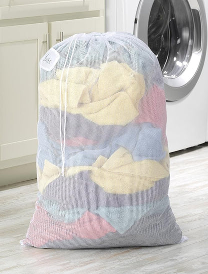Whitmor Mesh Laundry Bag w/ID Tag White - Image 2