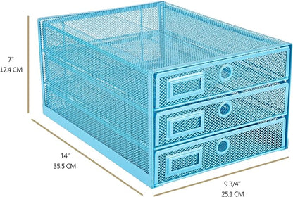 Annova Desk Organizer Wire Mesh 3 Tier Sliding Drawers Paper - Image 3