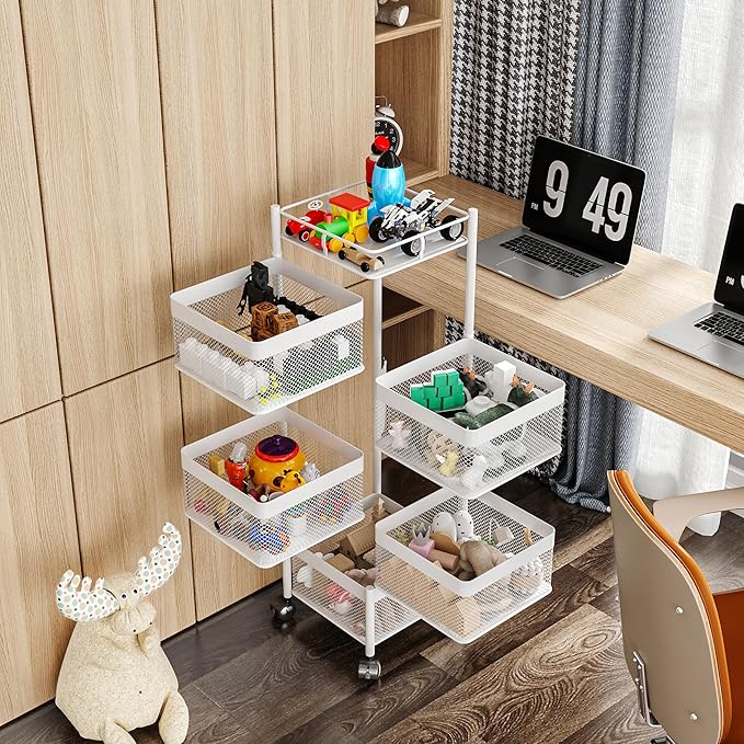 Fruit Basket for Kitchen No Assembly, Rotating Kitchen Storage Rack, Bathroom - Image 4