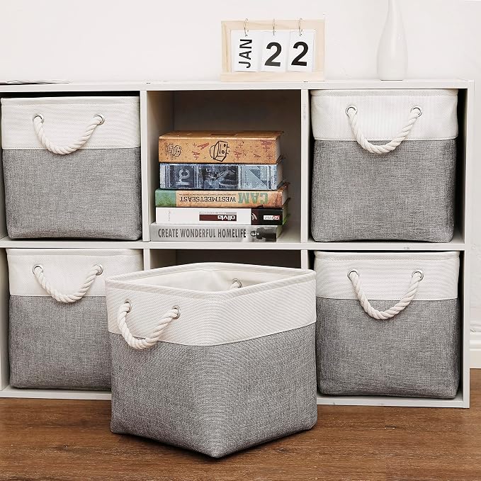Cube Storage Bins, 6 Pack Collapsible Fabric Storage Cubes, 11 Inch Cube - Image 5