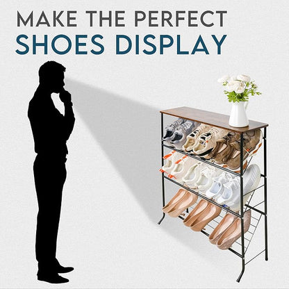 ZOES HOMEWARE Narrow Shoe Rack for Front Door Entrance, 4-Tier Shoes Rack - Image 6