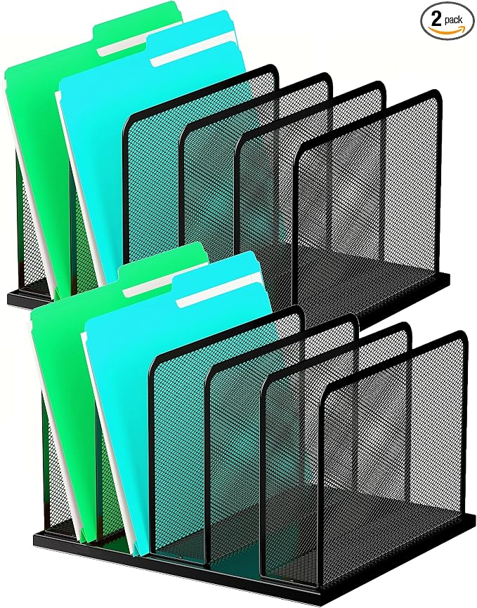 Kuntine.B Desk File Organizer 5 Upright Mesh Desktop Organizer File Sorter by KuntineB