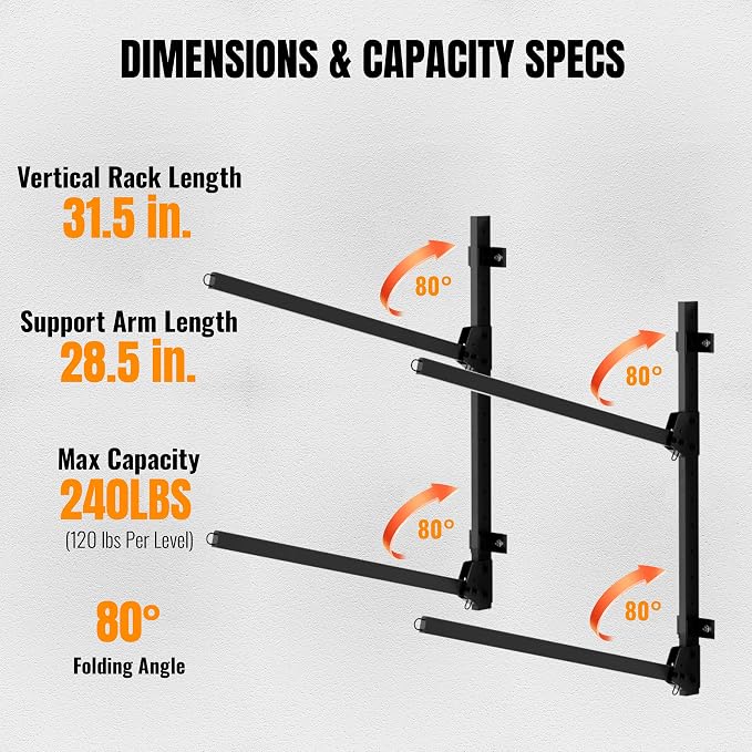 2-Tier Foldable Kayak Wall Mount Rack | Space-Saving Swing-Away Design - Image 7