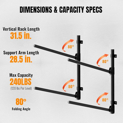 2-Tier Foldable Kayak Wall Mount Rack | Space-Saving Swing-Away Design - Image 7