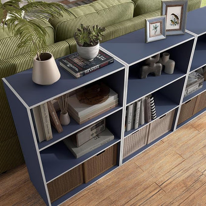 Homes: Inside + Out Apexa 3-Tier Cube Storage Organizer Shelves, Stackable Wood - Image 13
