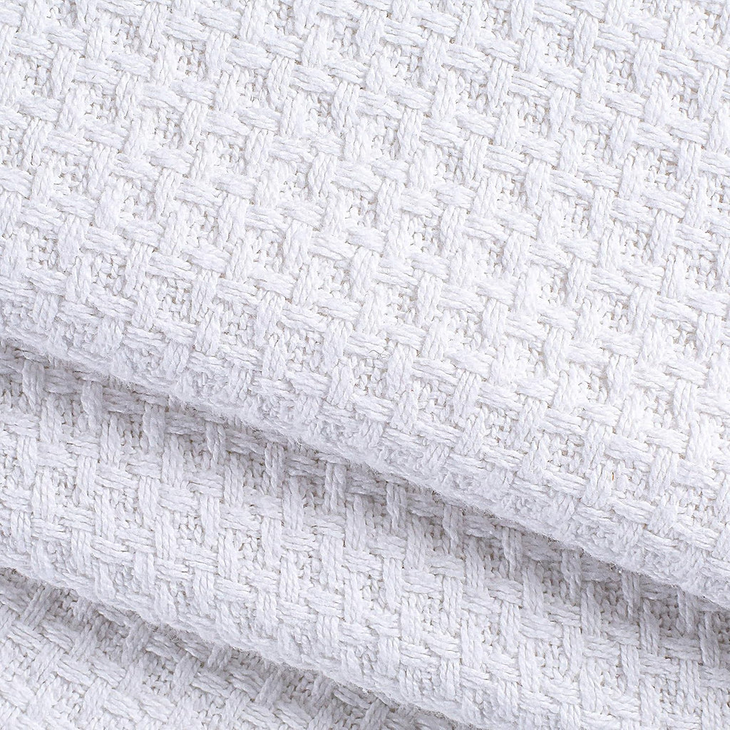 BELIZZI HOME 100% Cotton Bed Blanket, Breathable Bed Blanket King Size, Cotton Thermal Blankets King, Perfect for Layering Any Bed for All Season, White