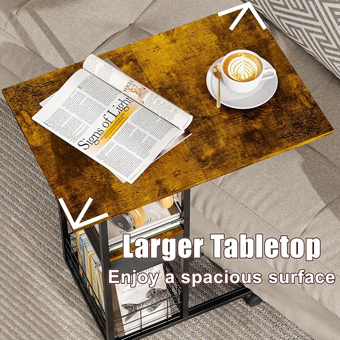 Rolling C-Shaped Side Table - Image 5