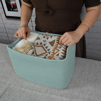 Cotton Rope storage Basket Bins Woven Basket - Image 3