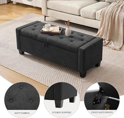 Huatean Home 43" Ottoman with Storage, Storage Ottoman Bench with Safety Hinge - Image 3
