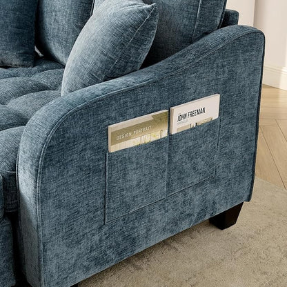 ERYE Chenille Tufted Loveseat Sofa and Ottoman Set, Tufted Recliner Sleeper - Image 12