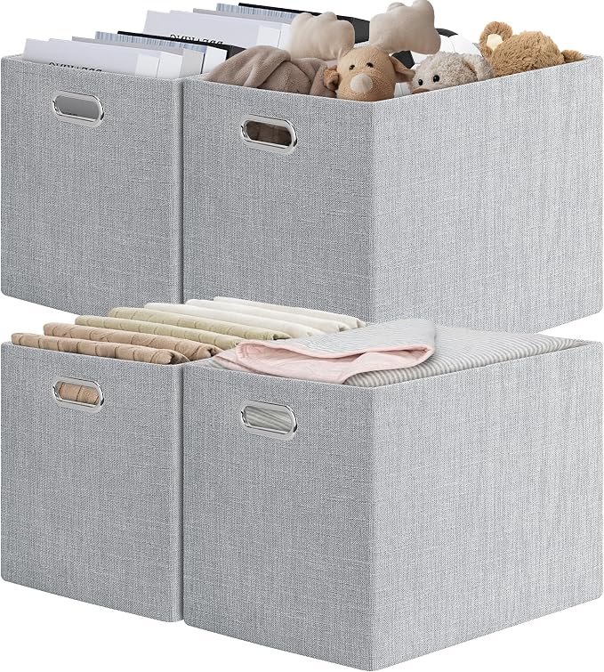 Posprica 15.12"x12.13"x12.01" Storage Cube Bins, Linen Decorative Closet by Posprica