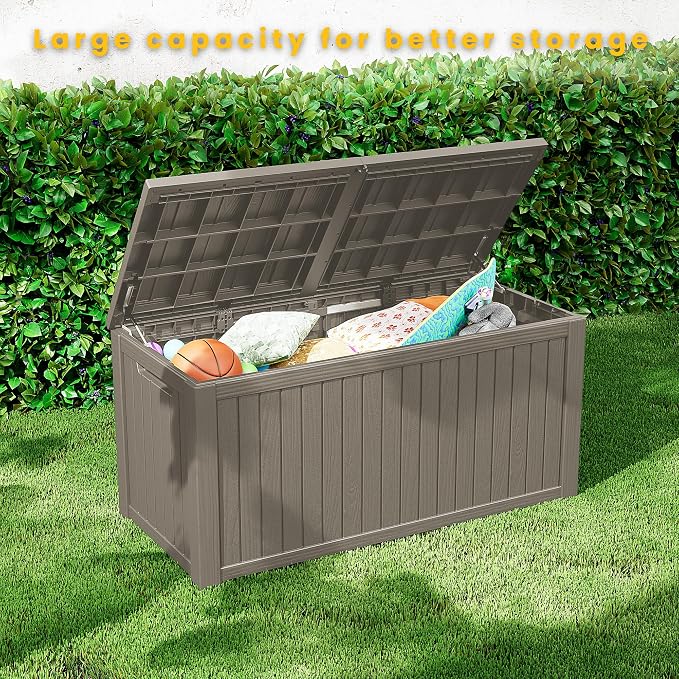 200 Gallon Outdoor Storage Box Waterproof Lockable Resin Deck Box Large - Image 5