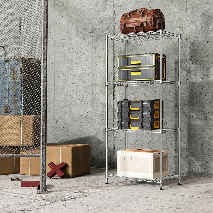IZEUK 4-Tier Chrome Metal Storage Shelves, Adjustable Wire Shelving Unit - Image 8