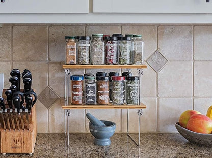 Internet's Best Stacking Utility Shelf, Bamboo 2-Tier Cabinet Organizer - Image 6