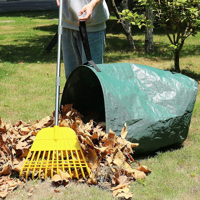 Gardzen 12 Tines Gardening Leaf Rake, Lightweight Steel Handle, Detachable - Image 5