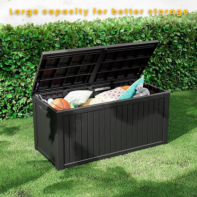 200 Gallon Outdoor Storage Box Waterproof Lockable Resin Deck Box Large - Image 9