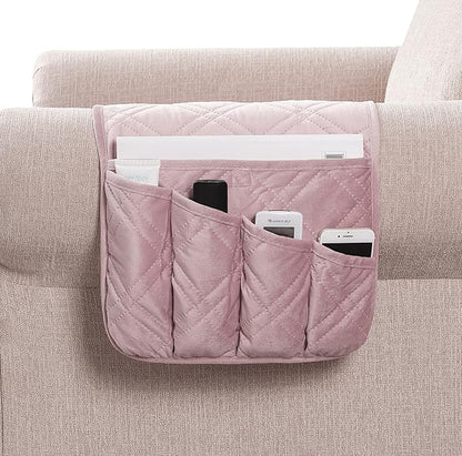 Brilliant Sunshine Pink Velvet Couch Sofa Armrest 5 Pockets Organizer, Slip by BrilliantSunshine
