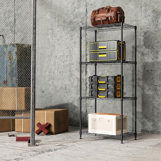 IZEUK 4-Tier Black Steel Storage Shelves, Heavy Duty Utility Wire Rack Organizer - Image 6