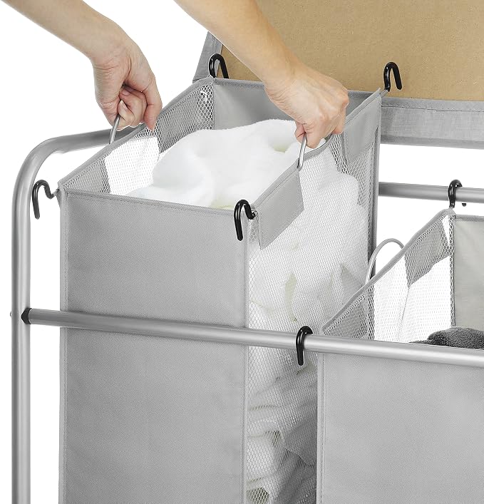 Whitmor 3 Section Rolling Laundry Sorter - Image 3