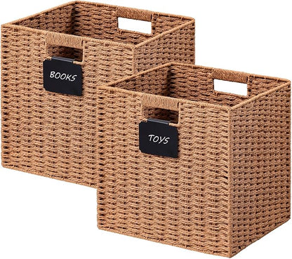 UBBCARE 2 Pack Wicker Basket, 10.5×10.5 Storage Cubes by UBBCARE