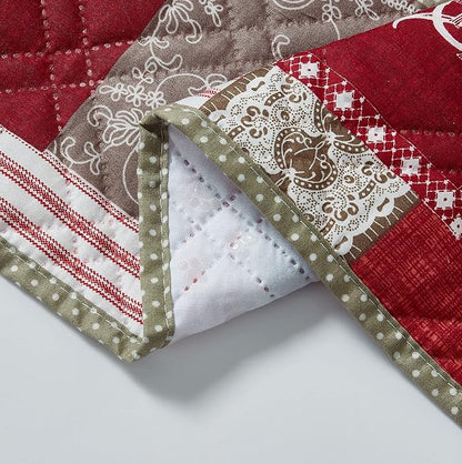 Brilliant Sunshine Burgundy Floral Patchwork Couch Armrest 5 Pockets Organizer - Image 3