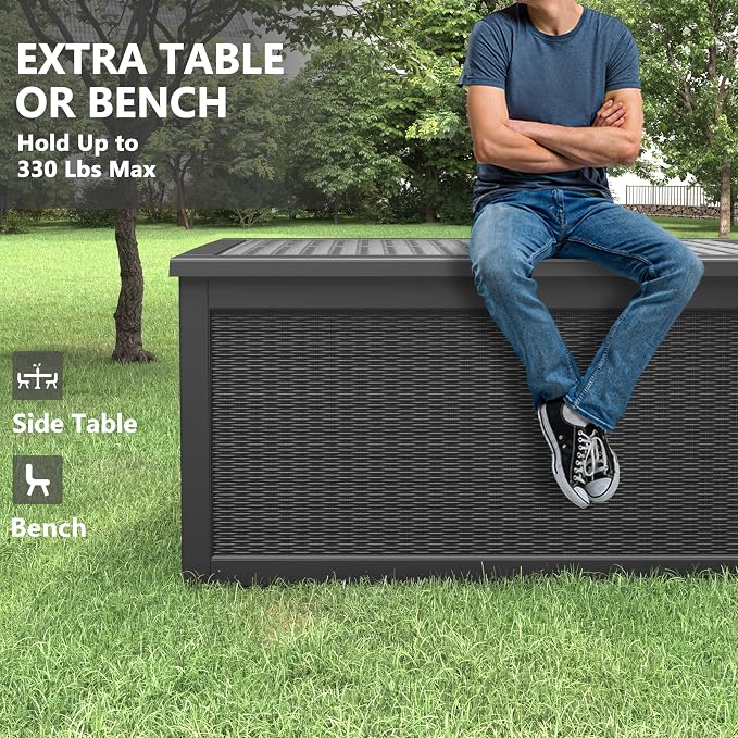 260 Gallon Resin Deck Box, Large Indoor and Outdoor Storage Box, Weatherproof - Image 3