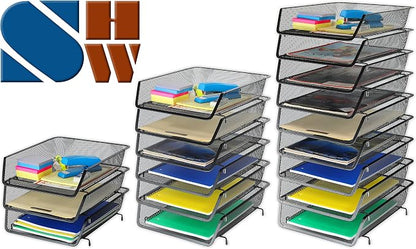 Simple Houseware Stackable Desk File Document Letter Tray Organizer, 3 Packs - Image 3