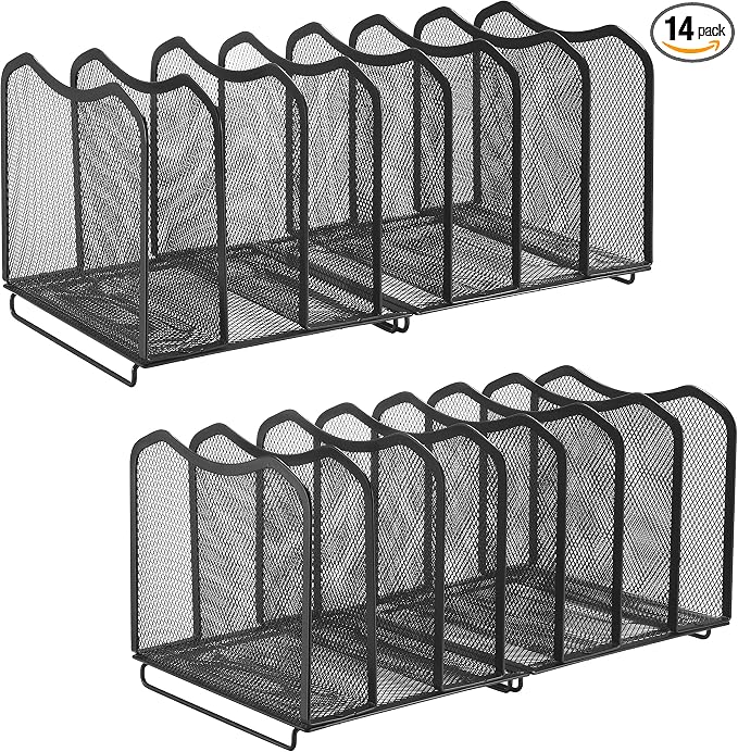 Simple Trending 2 Pack Mesh Desktop File Sorter Organizer, 7-Section Bookshelf by SimpleTrending