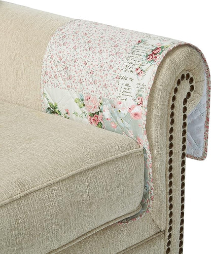 Brilliant Sunshine Rose and Sage Patchwork Sofa Armrest 5 Pockets Organizer - Image 7