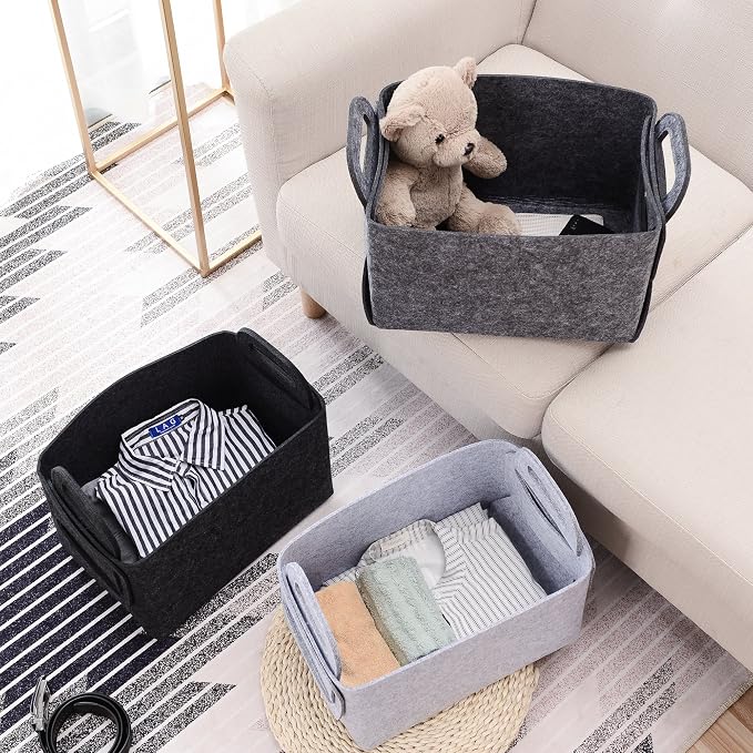 Storage Basket Felt Storage Bin Collapsible& Convenient Box Organizer - Image 5