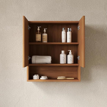 Brown Oak Bathroom Wall Cabinet - Image 2