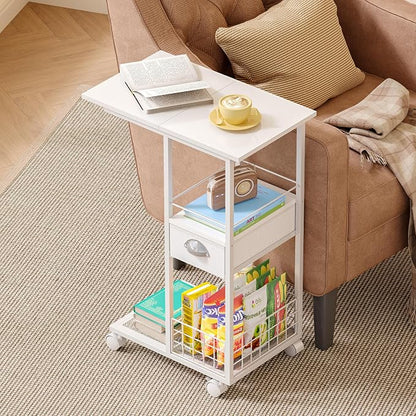 Rolling Side Table with Storage, Accent C Table - Image 2