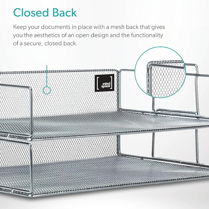 2 Tier Stackable Letter Tray | Paper Tray Desk Organizer | The Mesh Collection - Image 6