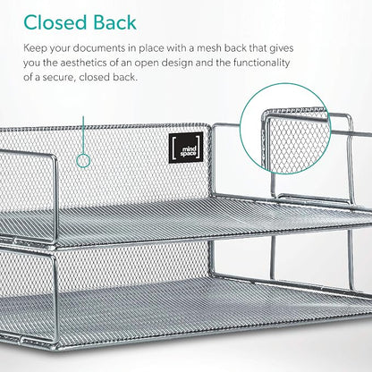 2 Tier Stackable Letter Tray | Paper Tray Desk Organizer | The Mesh Collection - Image 6