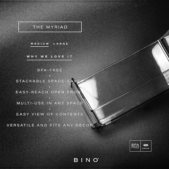 BINO | Stackable Plastic Storage Bins, Medium - Image 2